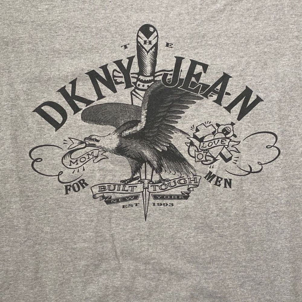 Vintage DKNY Jeans Gray Short Sleeve T Shirt Single Stitch Men Large - Picture 3 of 6